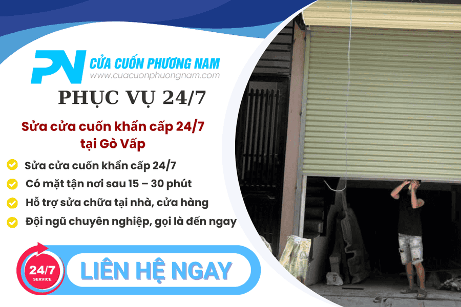 Sửa cửa cuốn khẩn cấp 247 tại Gò VấpCó mặt sau 15 phút